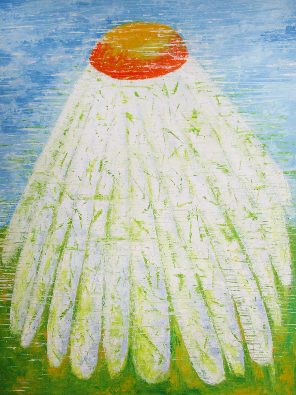 2019_Heřmánek enkaustika 100x70